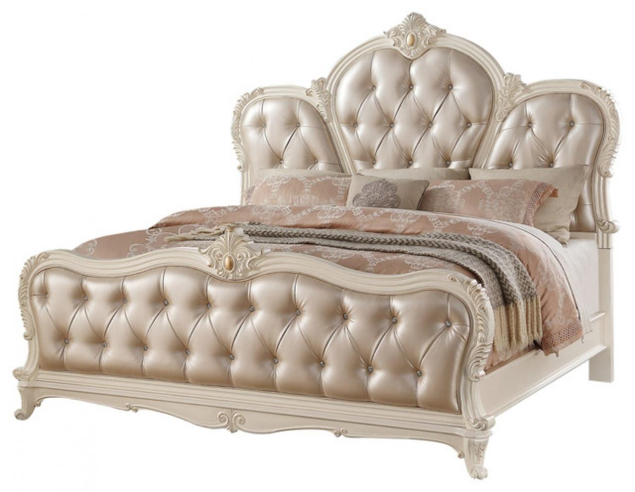 Meridian Marquee King Leather Panel Bed In Pearl White pertaining to sizing 1280 X 992