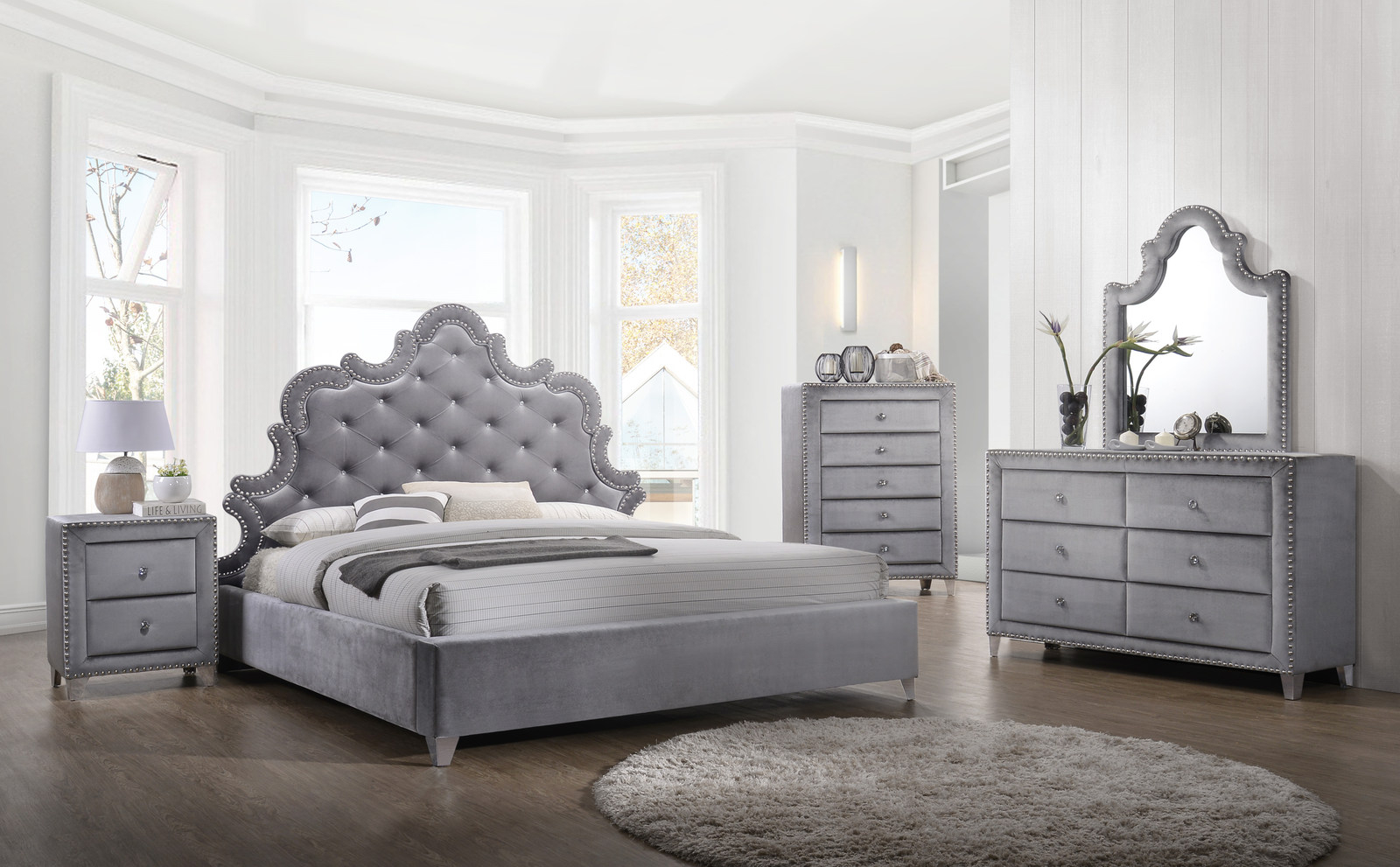 Meridian Sophie 4 Piece Bedroom Set In Grey with sizing 1600 X 991