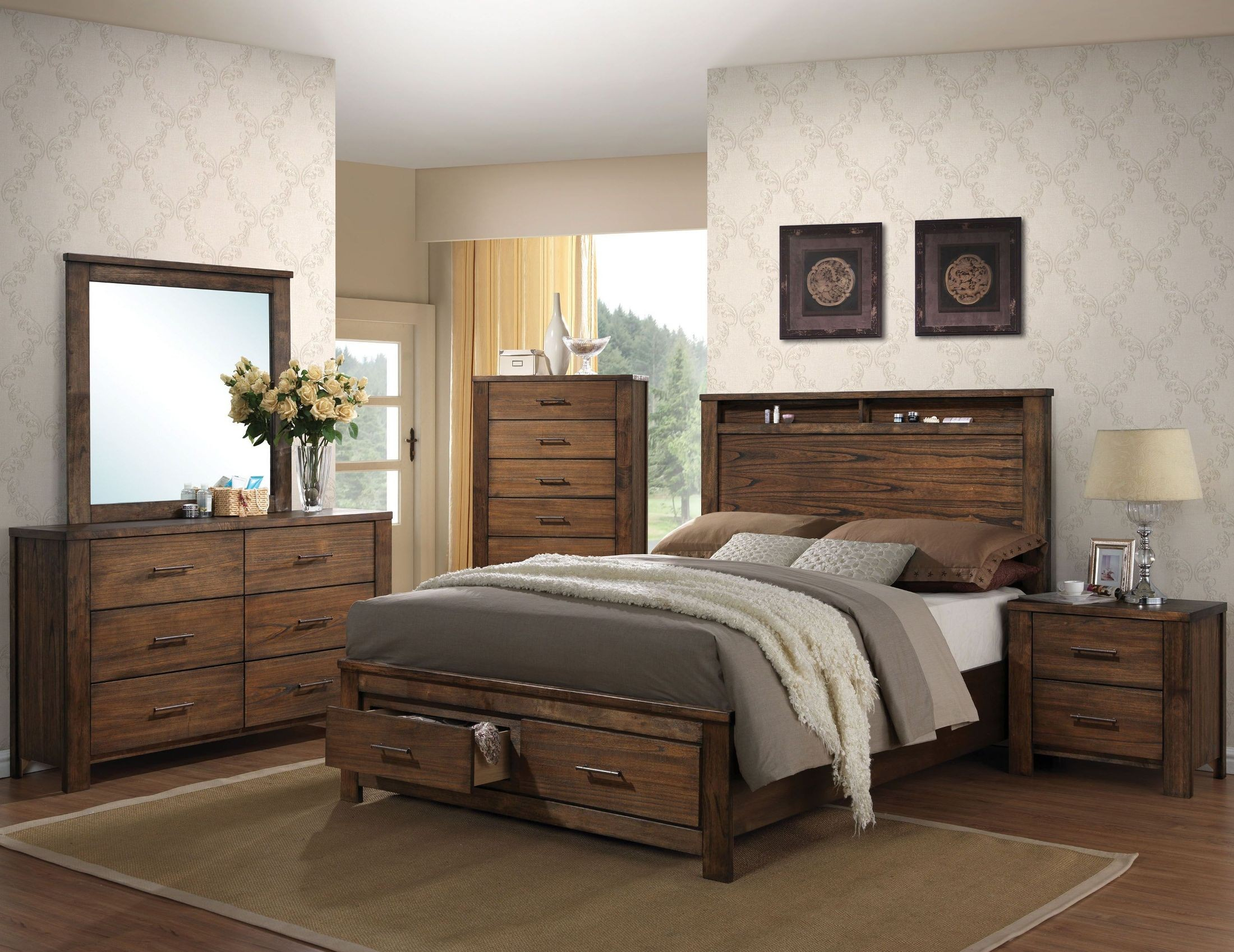 Merrilee Oak Panel Storage Bedroom Set for size 2200 X 1698