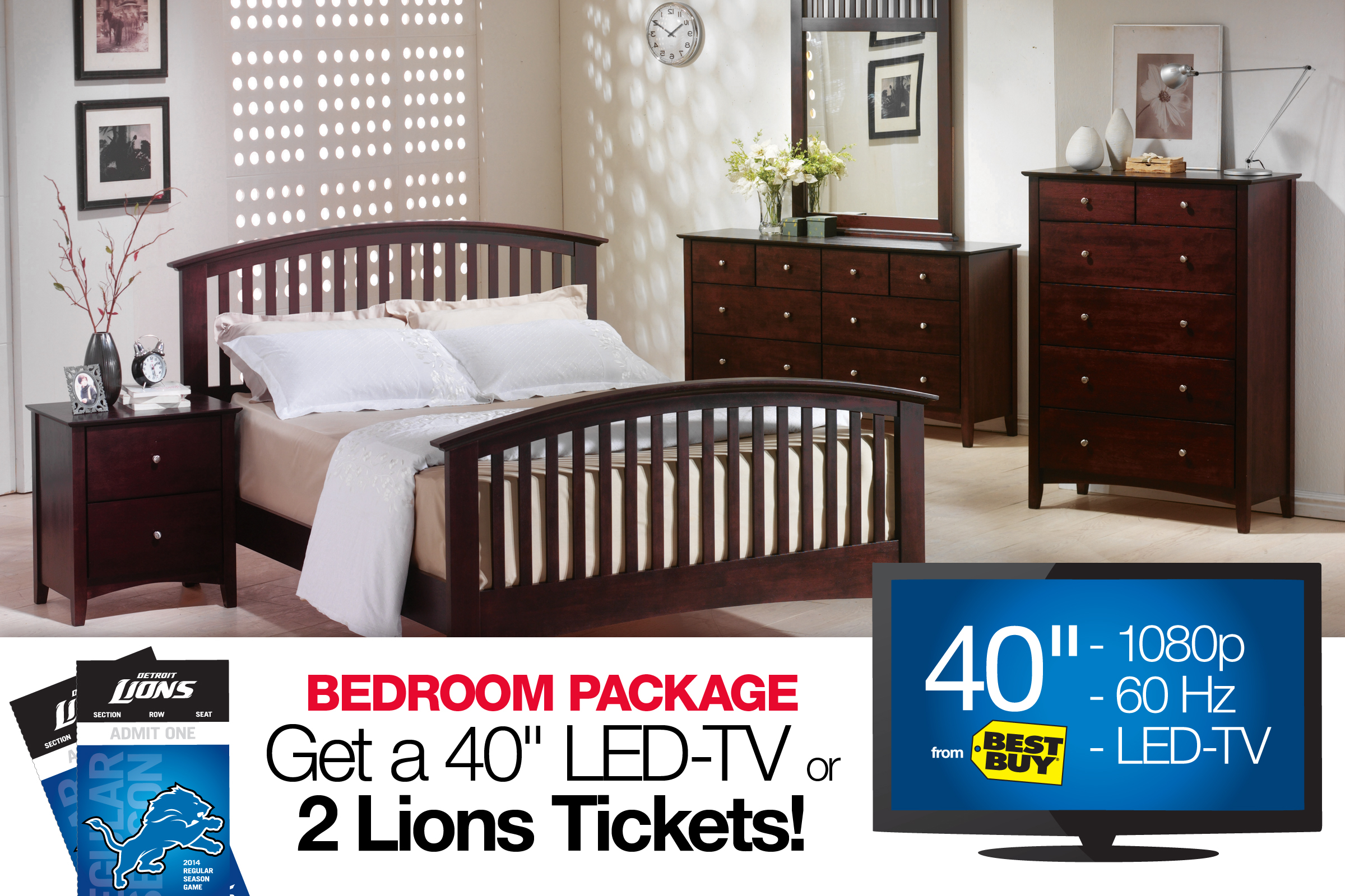 Mets Queen Bedroom Set With 40 Tv Or 2 Detroit Lions Tickets throughout measurements 2400 X 1600