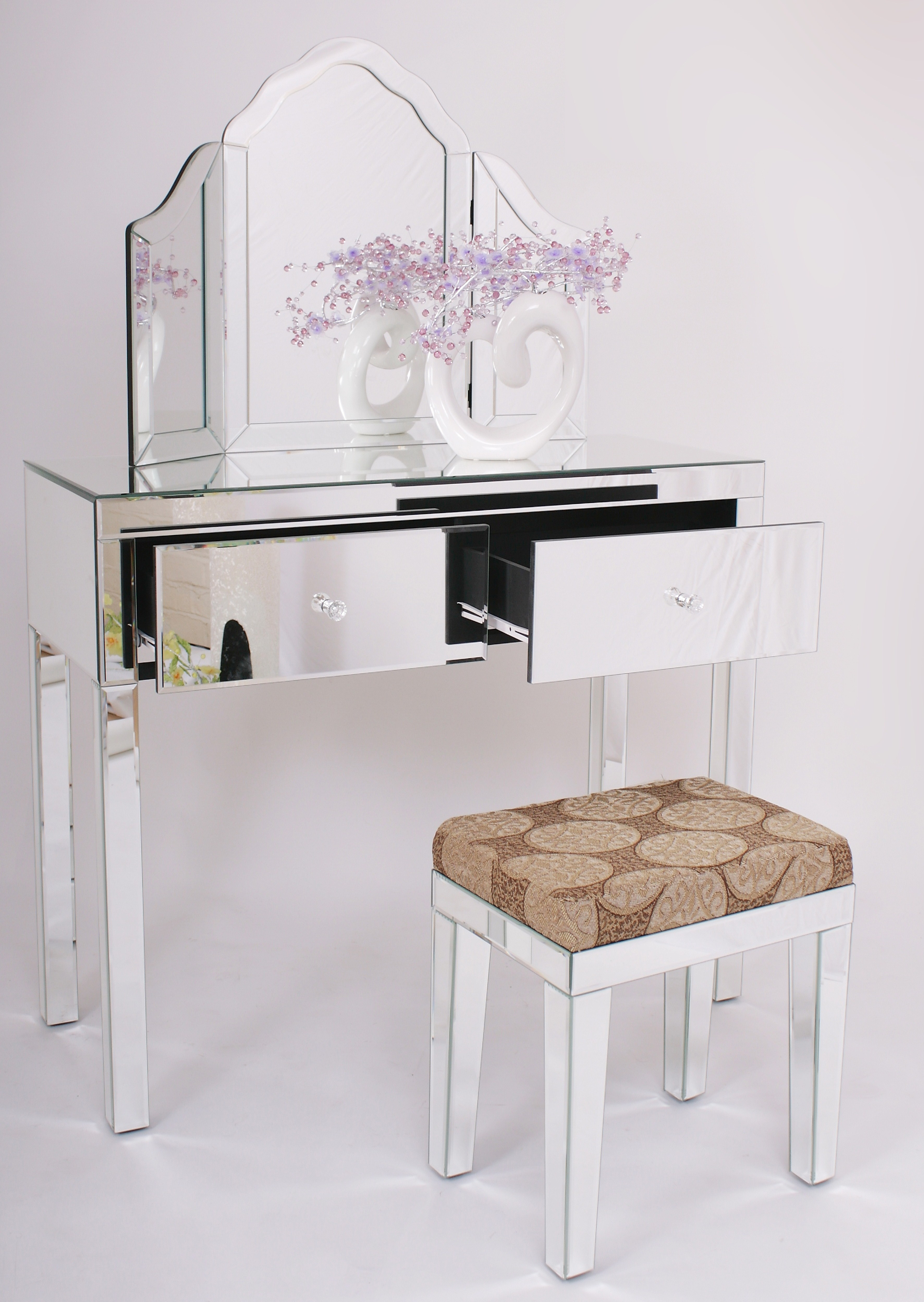 Mf1001 Dressing Table Set Eco Reflections From Focus Furniture regarding proportions 3545 X 4993