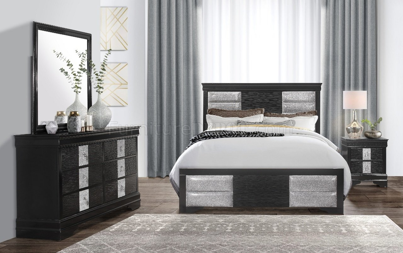 Mia Bedroom Set 5pc In Black Global Woptions intended for size 1280 X 804