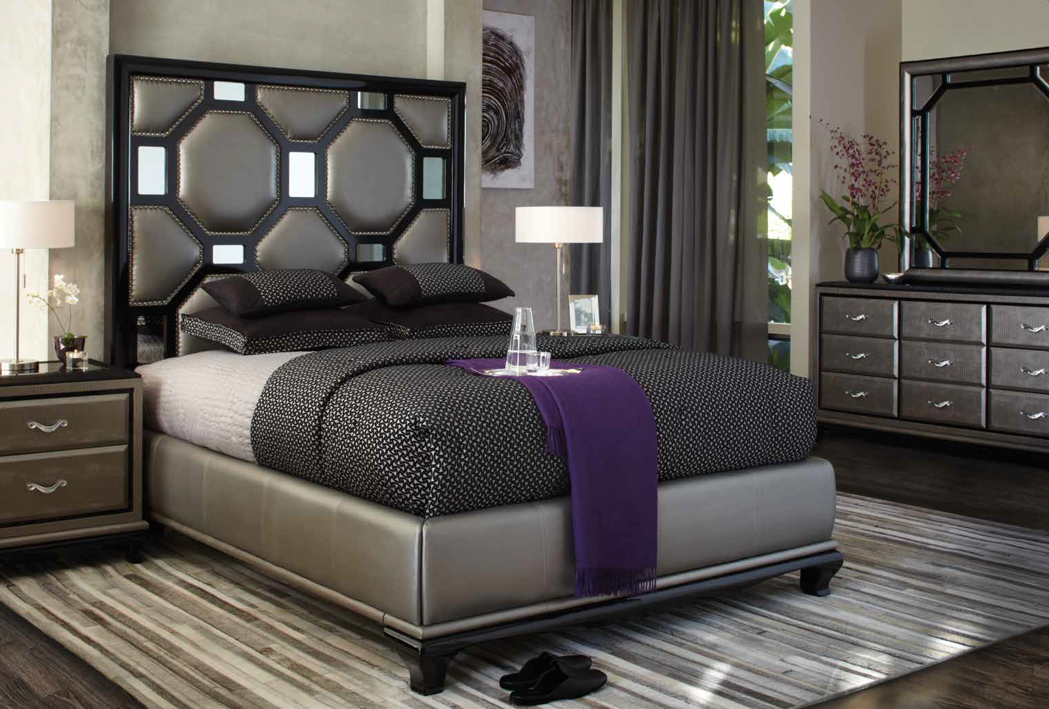 Michael Amini After Eight Bedroom Black Onyx Set Kobos Furniture intended for sizing 1530 X 1034