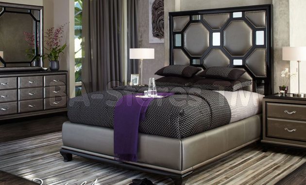 Michael Amini Black Onyx Titanium Bedroom Set After Eight pertaining to measurements 1200 X 817