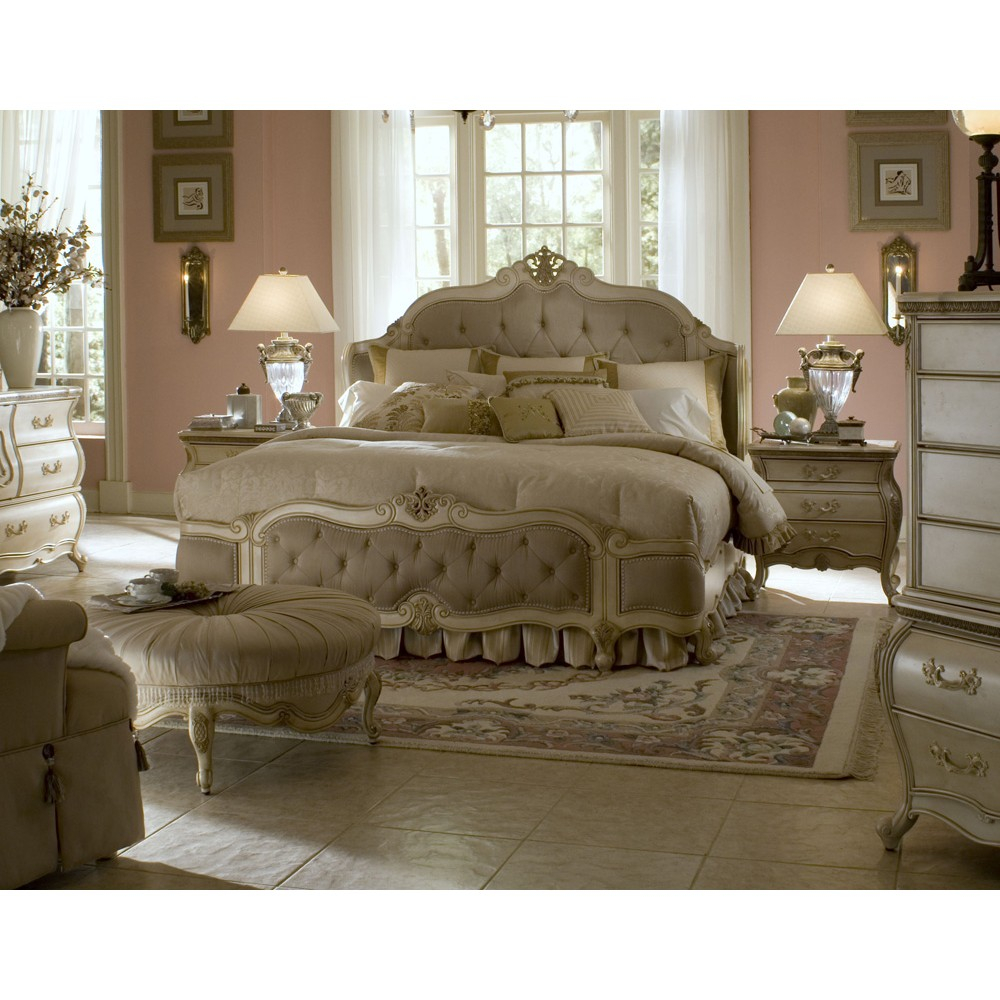 Michael Amini Lavelle Blanc King Size Mansion Tufted Bed Aico inside proportions 1000 X 1000