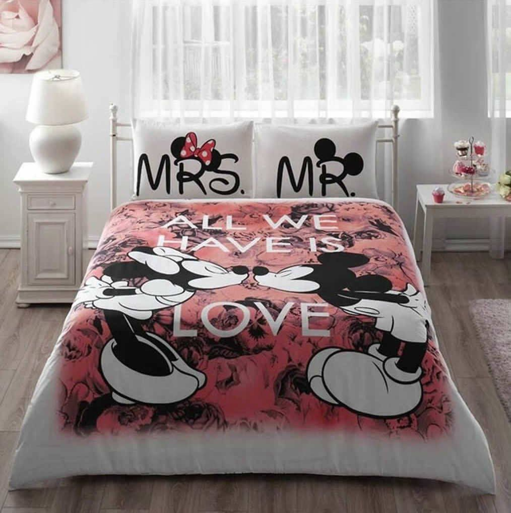 Mickey Minnie Mouse Beloved Quiltduvet Cover Set Doublequeen regarding sizing 1014 X 1017