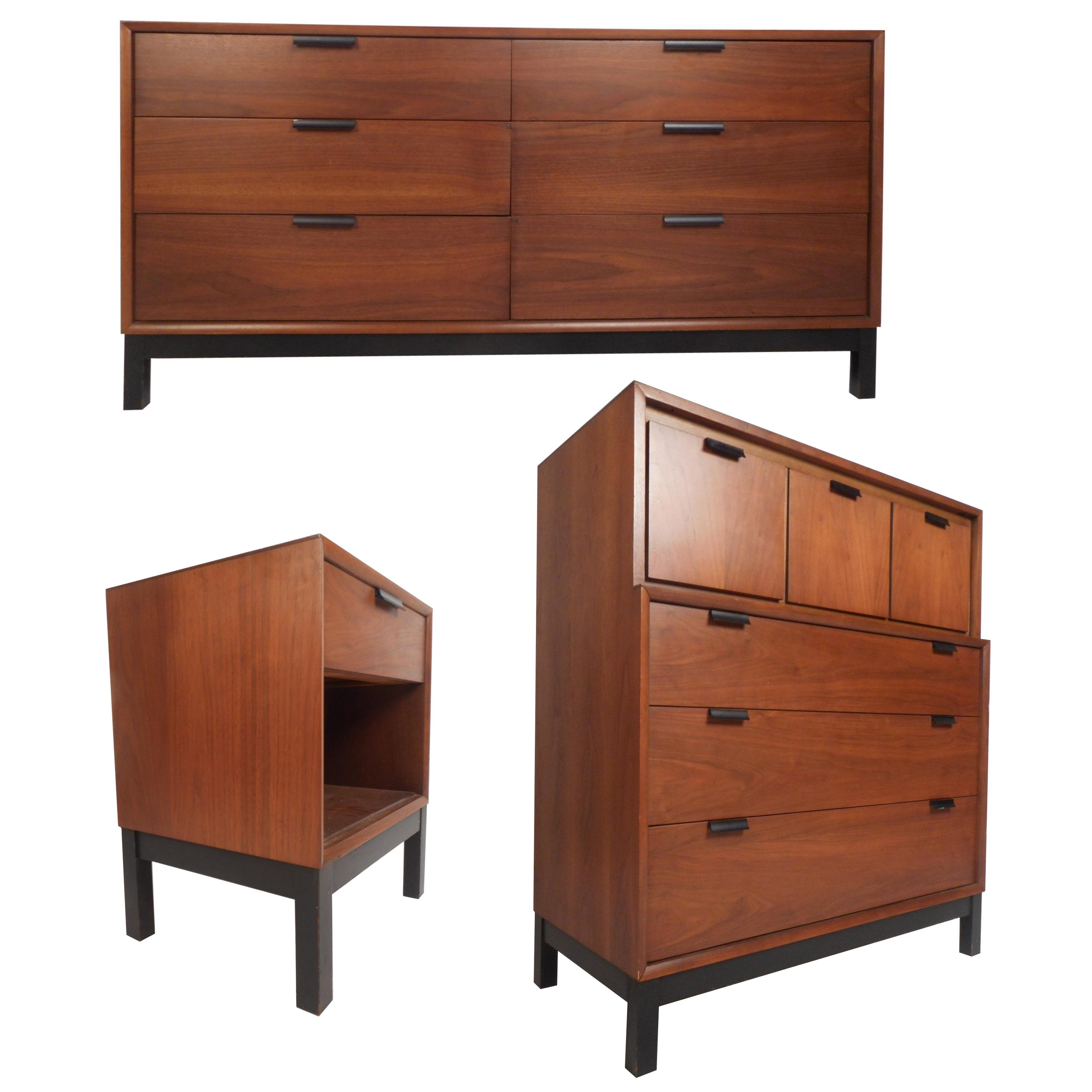 Mid Century Modern Walnut Bedroom Set Kroehler throughout sizing 2887 X 2887