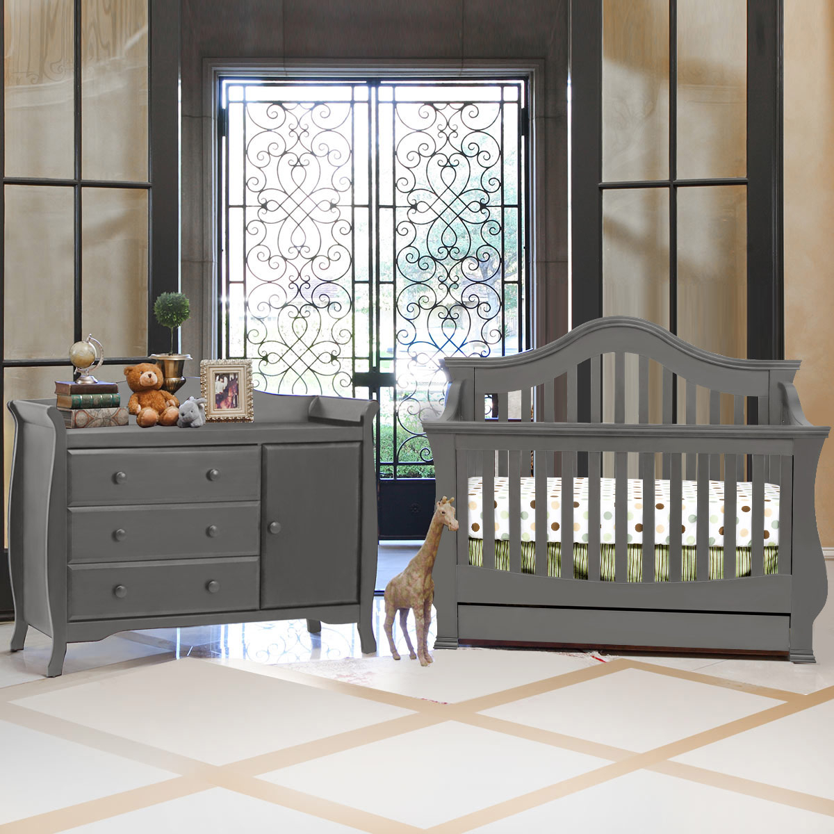 Million Dollar Ba 2 Piece Nursery Set Ashbury 4 In 1 Sleigh Convertible Crib And Combo Dresser In Espresso for measurements 1200 X 1200