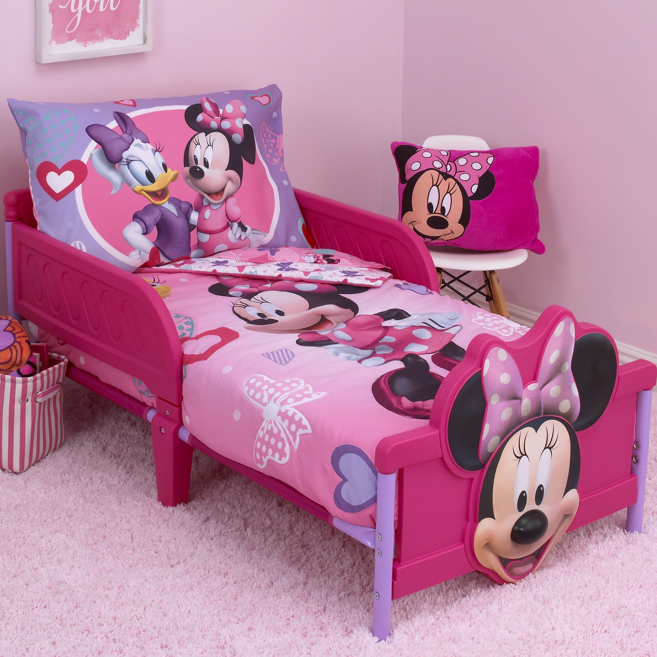Minnie Mouse Hearts And Bows 4 Piece Toddler Bedding Set regarding dimensions 2105 X 2105