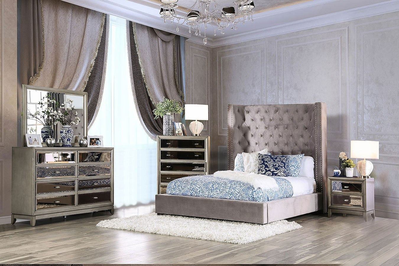 Mirabelle Upholstered Bedroom Set Gray inside sizing 1350 X 900