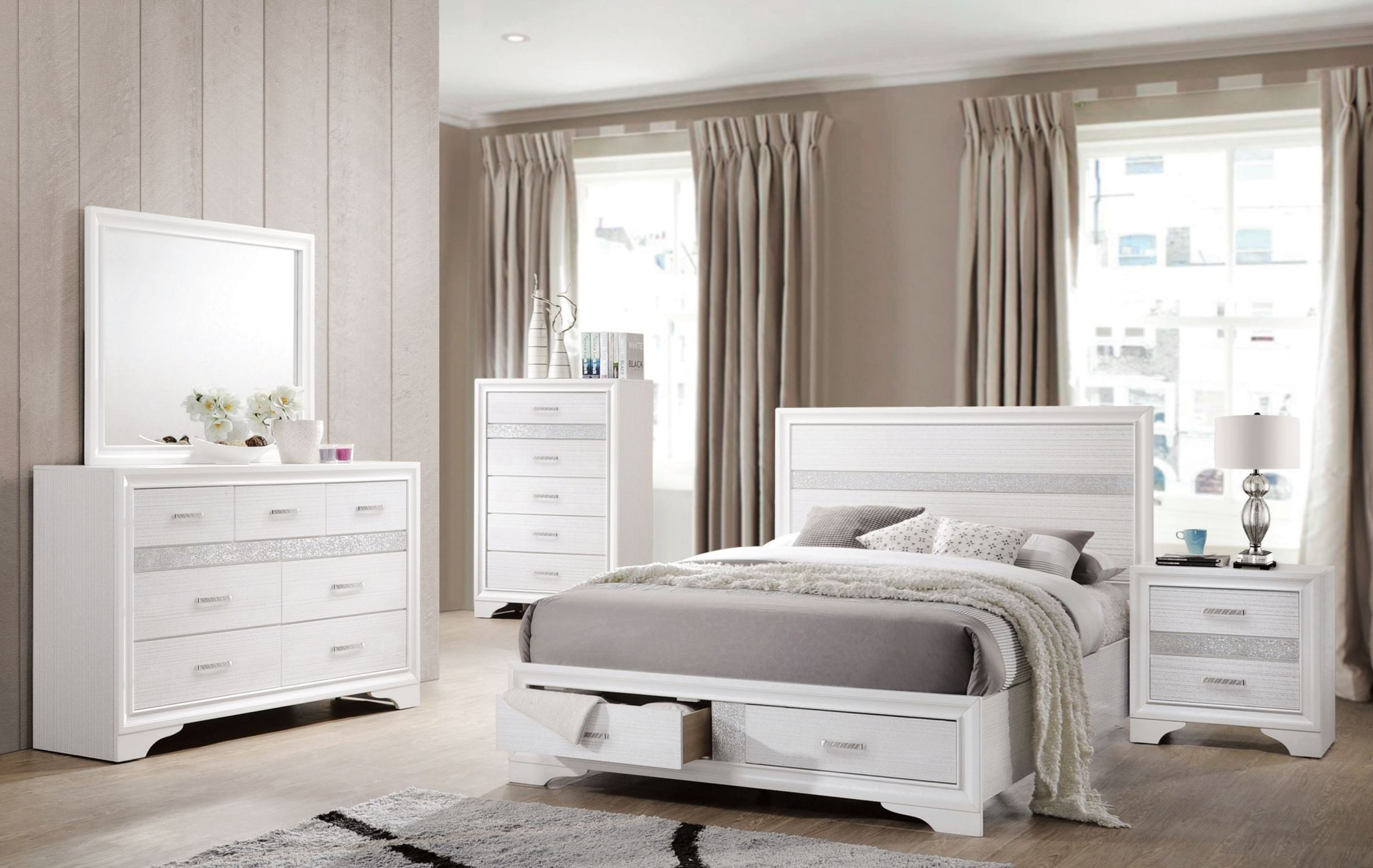 Miranda White Storage Platform Bedroom Set regarding sizing 2200 X 1391