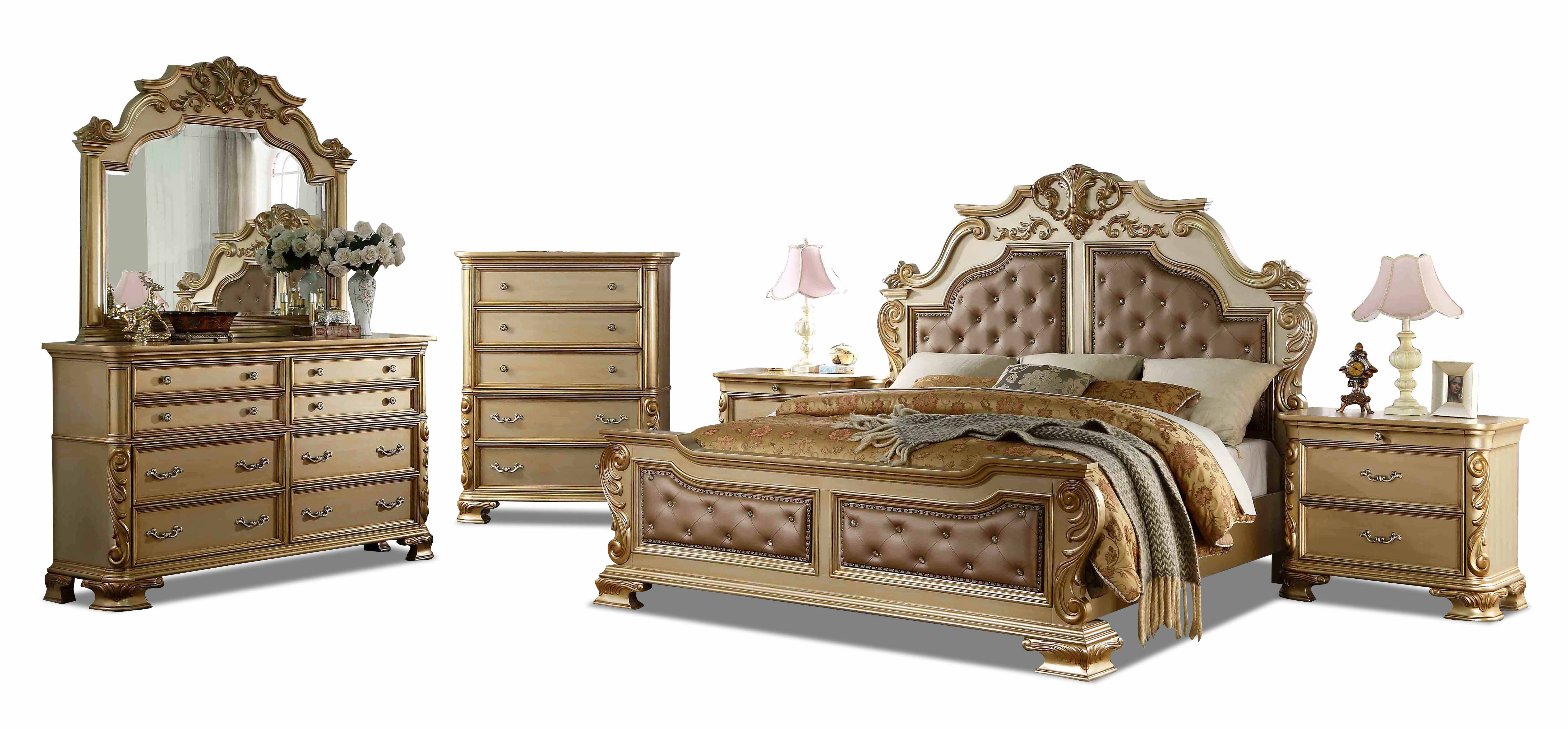 Miranda Wilshire Bed Dresser Mirror Set King inside dimensions 5933 X 2759