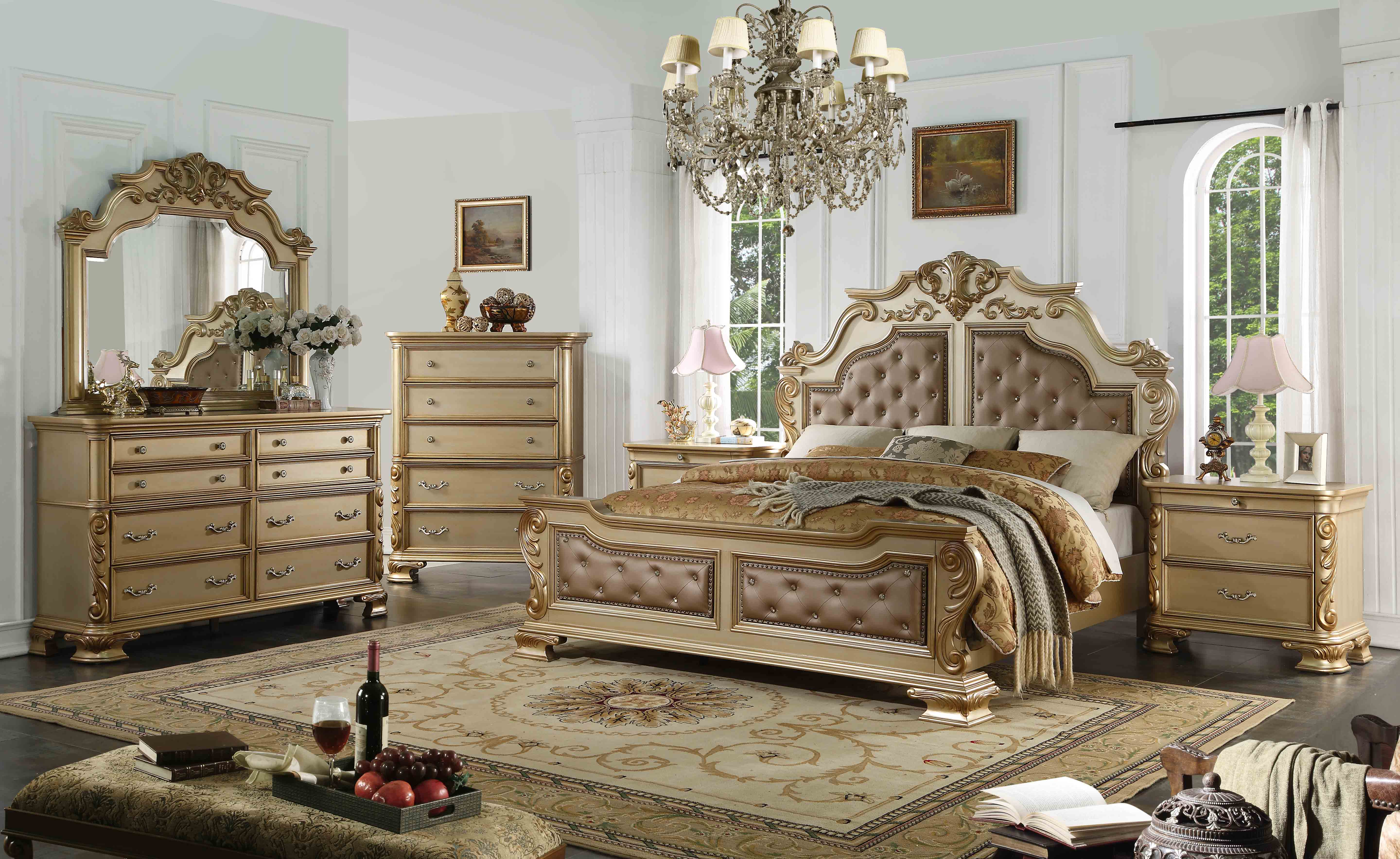 Miranda Wilshire Bed Dresser Mirror Set King with regard to sizing 5760 X 3536