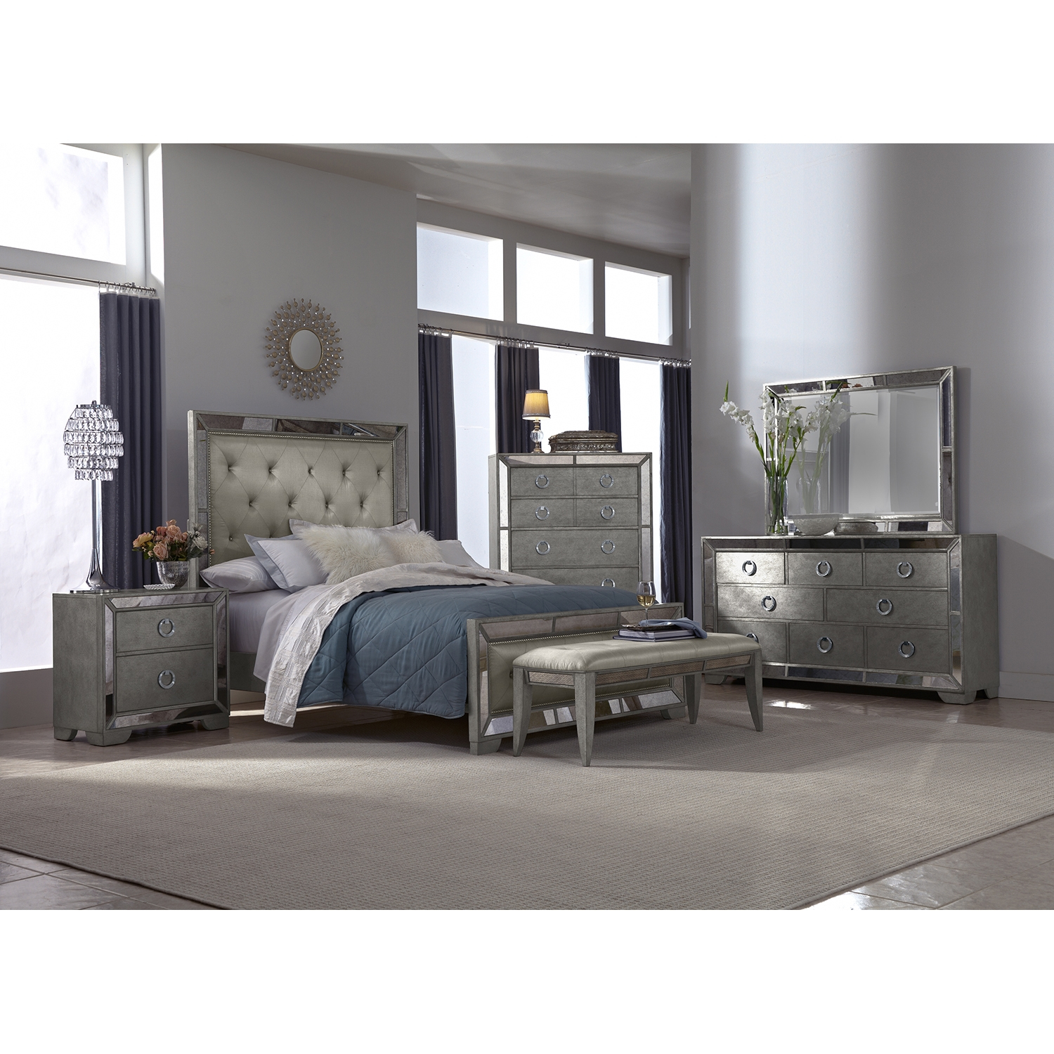 Mirrors Amazing Selection Of Furniture With Mirrored Bedroom Set within proportions 1500 X 1500