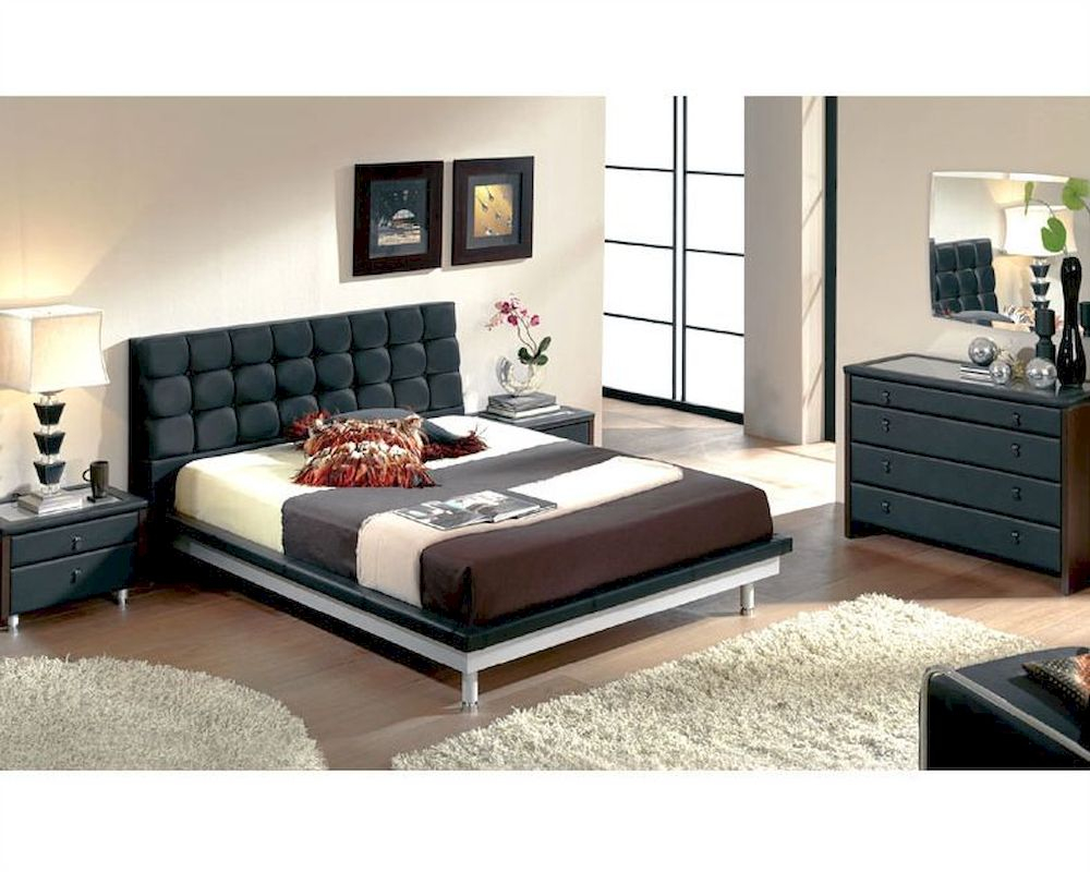 Modern Bedroom Set In Black Made In Spain 33b51 inside proportions 1000 X 800