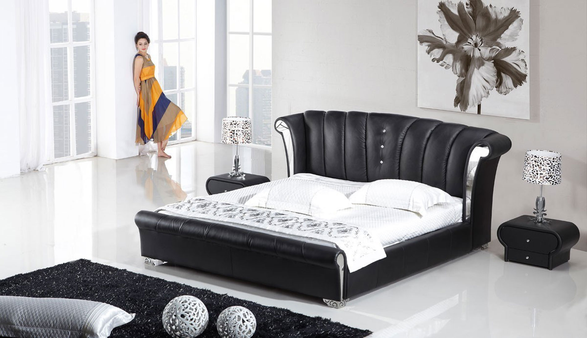 Modern Black Bedroom Sets Viendoraglass throughout size 1900 X 1094