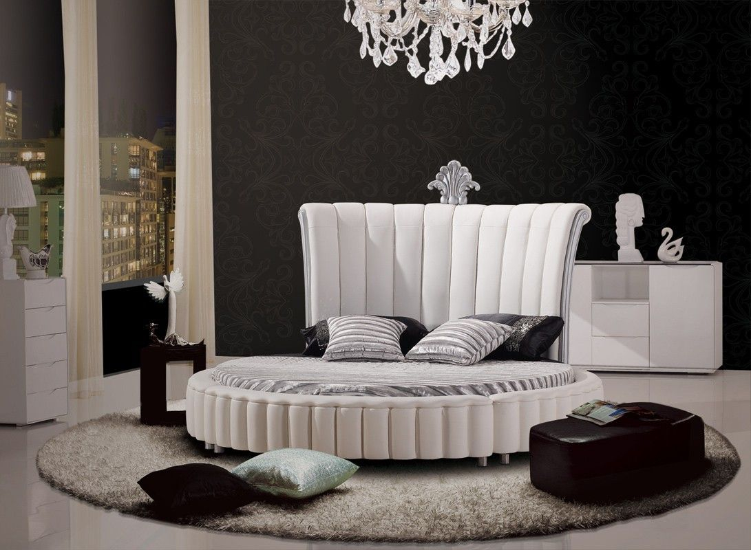 Modern Bonded Leather Bedroom Furniture In White 14875 regarding size 1091 X 800