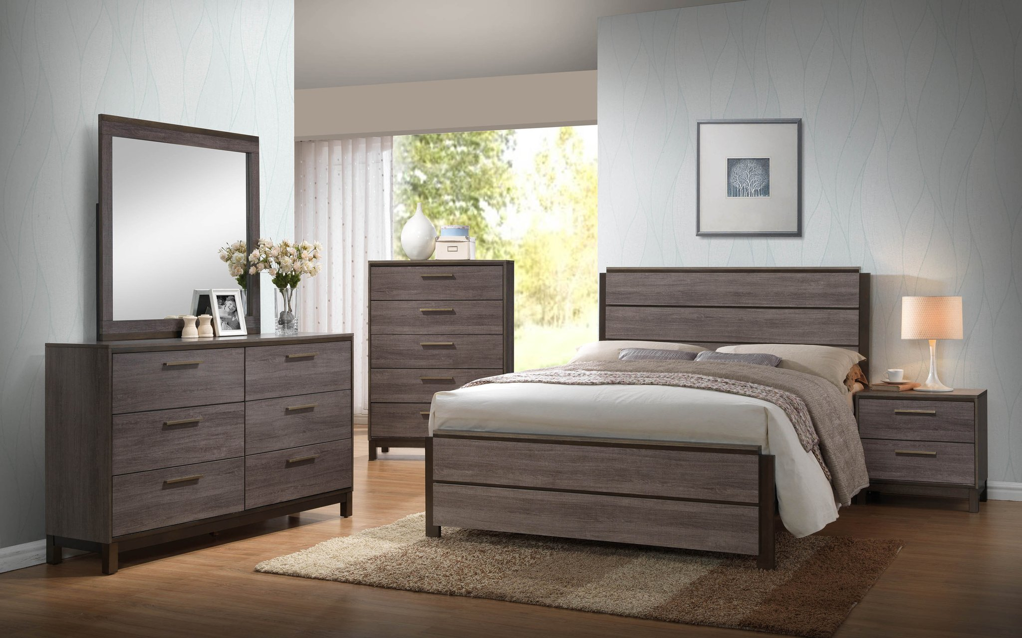 Modern Grey Wood Bedroom Set Distressed Furniture Cool Image Gray within size 2048 X 1279