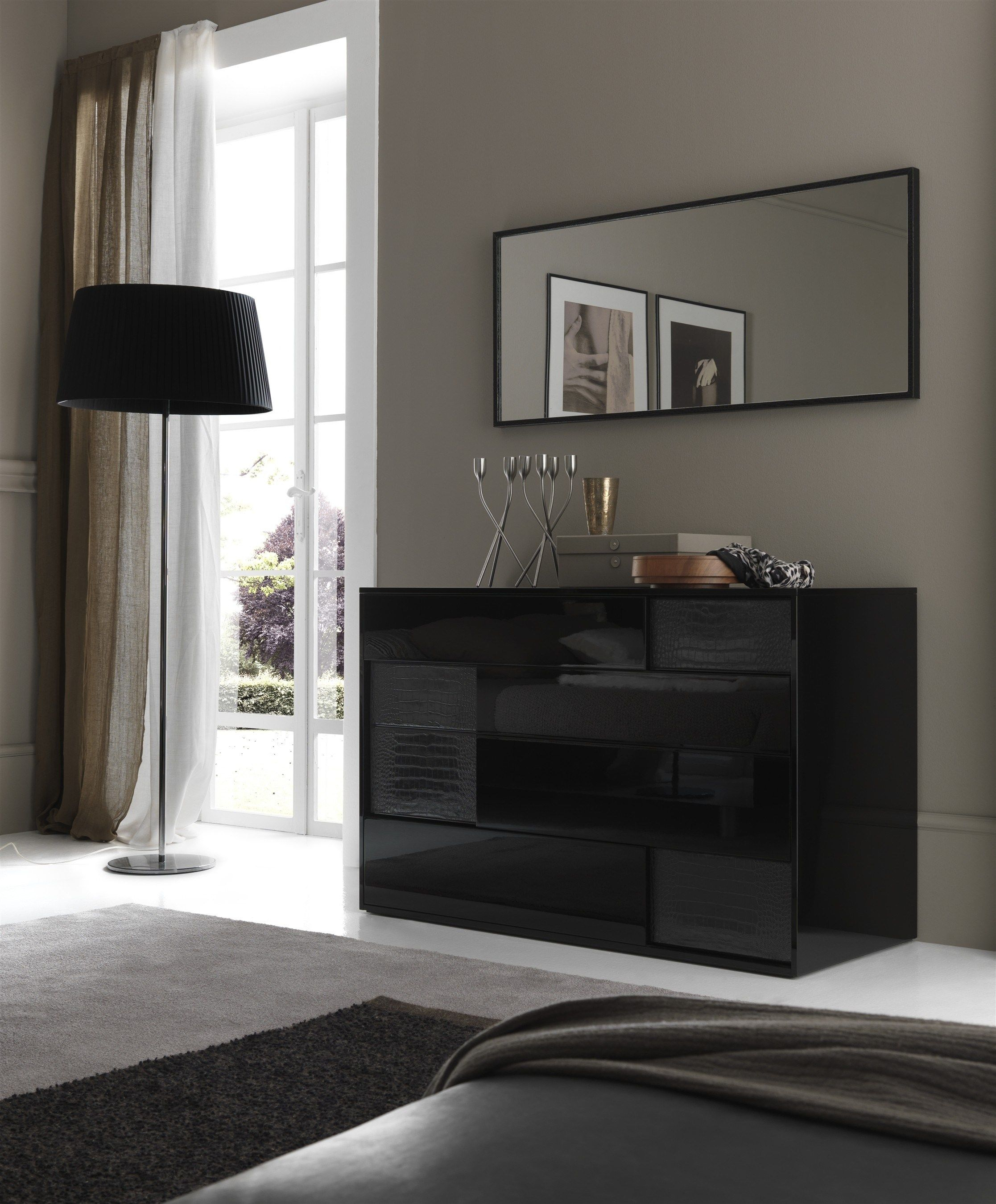 Modern High Gloss Black Bedroom Furniture Living Room Black Dresser in measurements 2233 X 2700