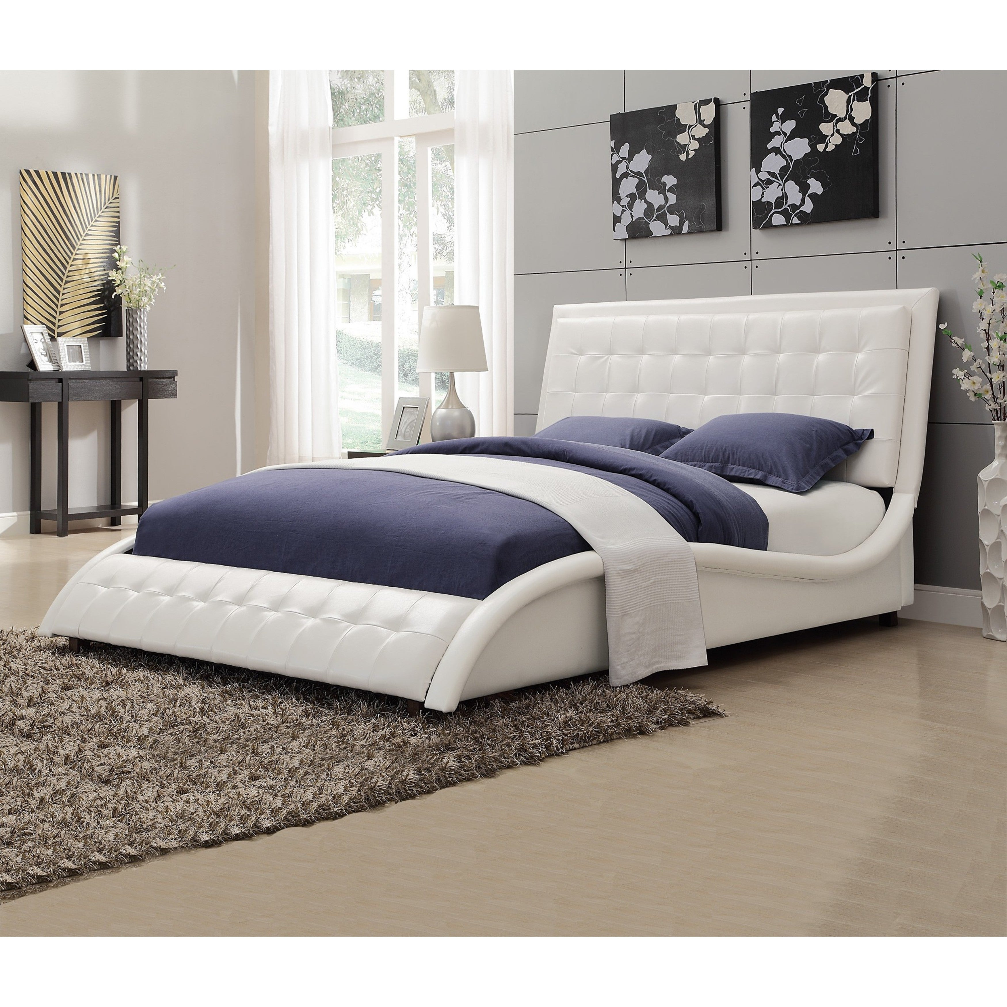 Modern Style Wave Design White Upholstered Bed inside sizing 3500 X 3500