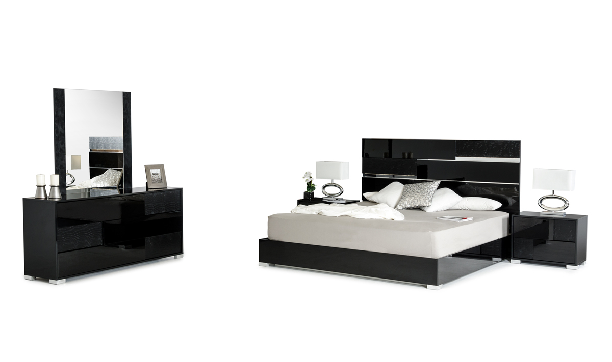 Modrest Ancona Italian Modern Black Queen Bedroom Set intended for size 1200 X 711