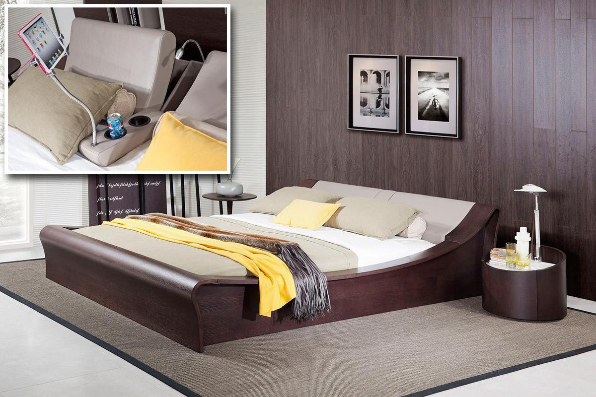 Modrest Geneva Contemporary Brown Oak Grey Bedroom Set for dimensions 1200 X 800