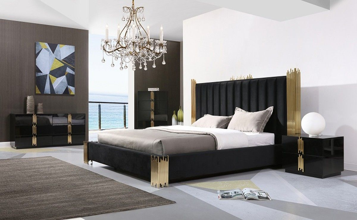 Modrest Token Modern Black Gold Bedroom Set In 2019 regarding dimensions 1200 X 740