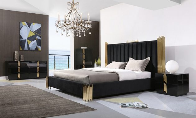 Modrest Token Modern Black Gold Bedroom Set in measurements 1200 X 740