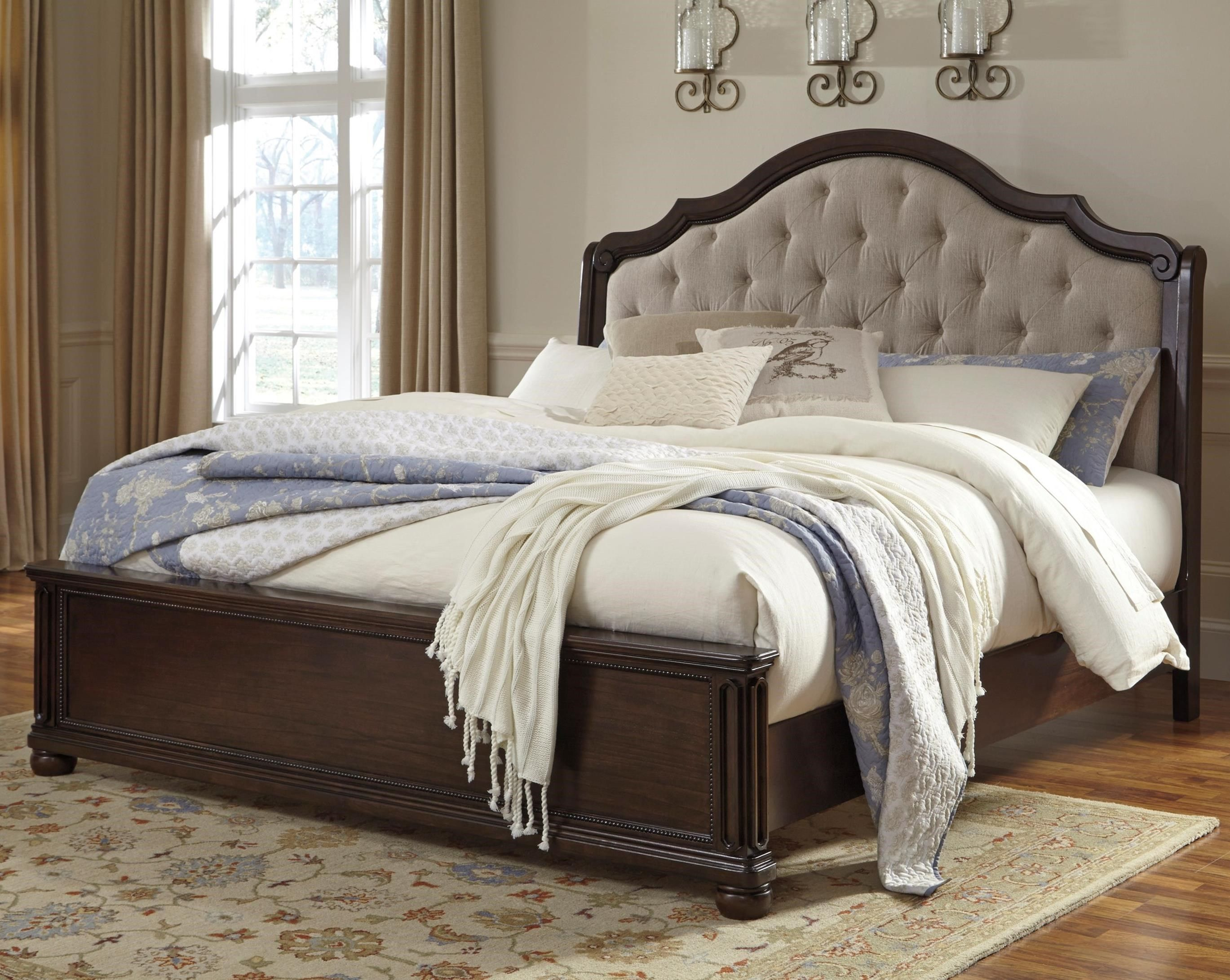 Moluxy Queen Bed With Upholstered Sleigh Headboard Signature pertaining to dimensions 2738 X 2181