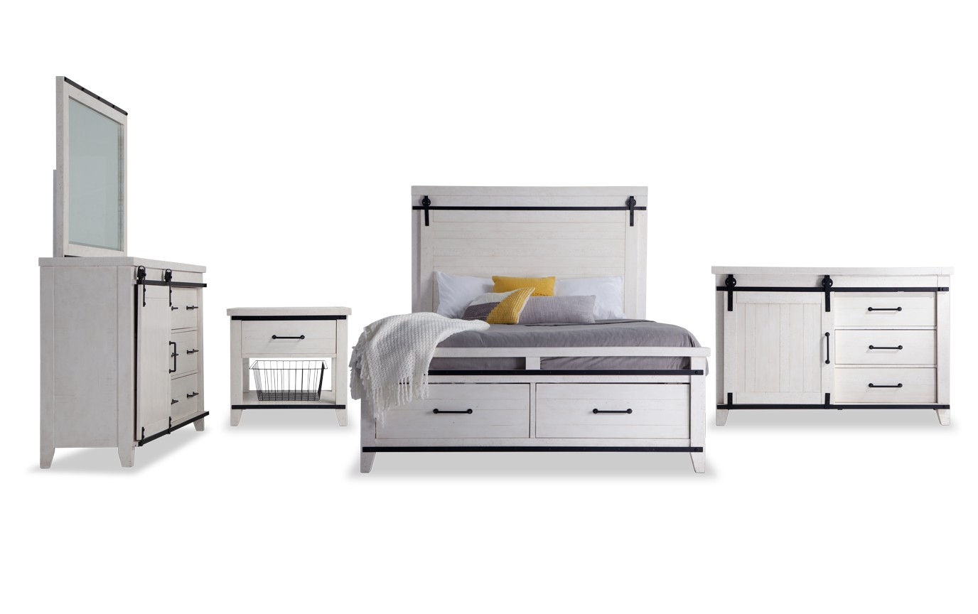 Montana Queen White Storage Bedroom Set Bobs inside sizing 1376 X 864