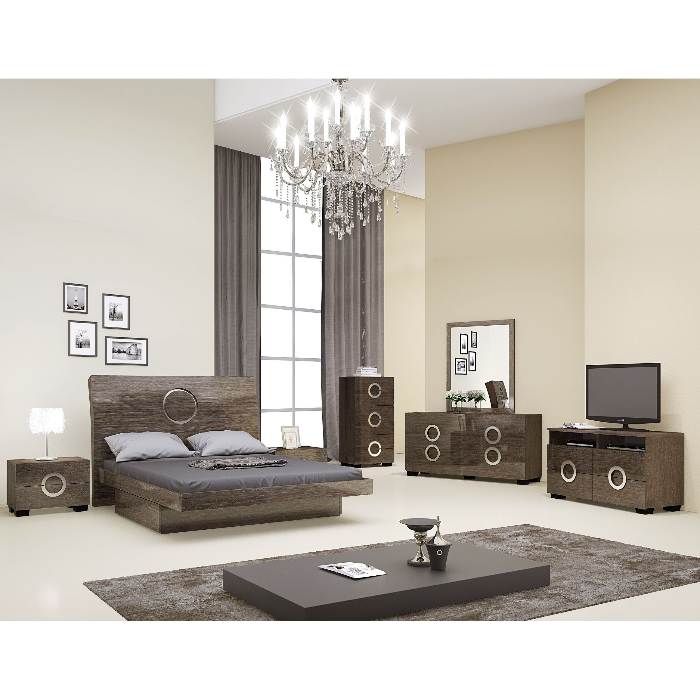 Monte Carlo Contemporary 4 Piece Light Brown Wood Bedroom Set throughout proportions 2326 X 2326