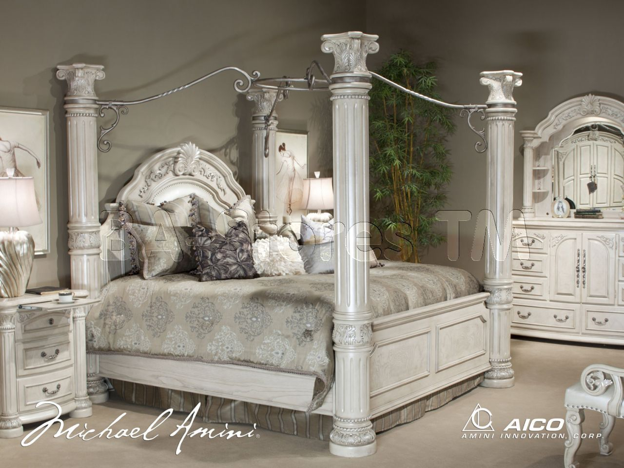 Monte Carlo Ii Silver Pearl 5 Pc Bedroom Set Michael Amini with regard to proportions 1280 X 960