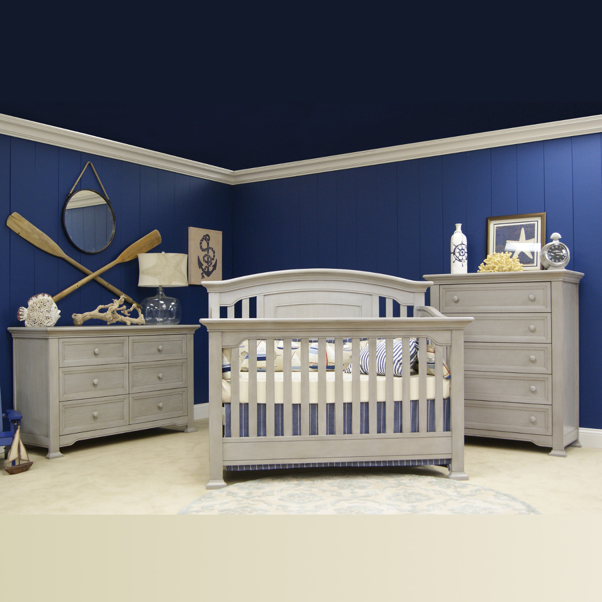 Munire 3 Piece Nursery Set Medford Lifetime Crib 6 Drawer Double Dresser And 5 Drawer Chest In Gray pertaining to size 1200 X 1200