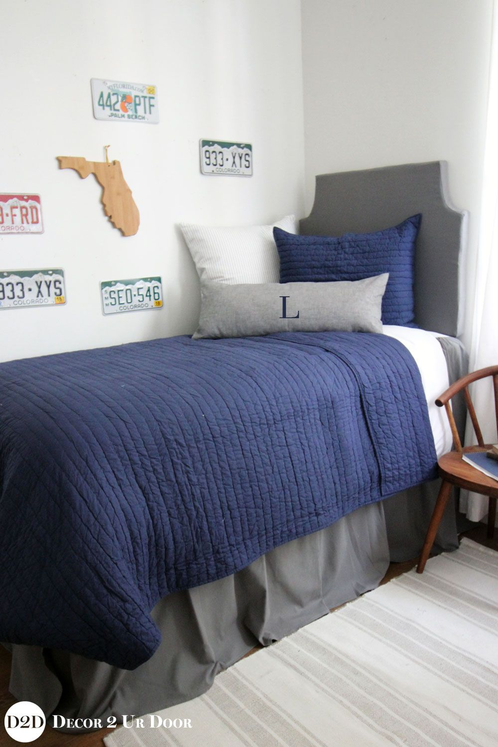Navy Grey Guys Dorm Bedding Set In 2019 Dorm Dos Dorm Bedding with size 1000 X 1500