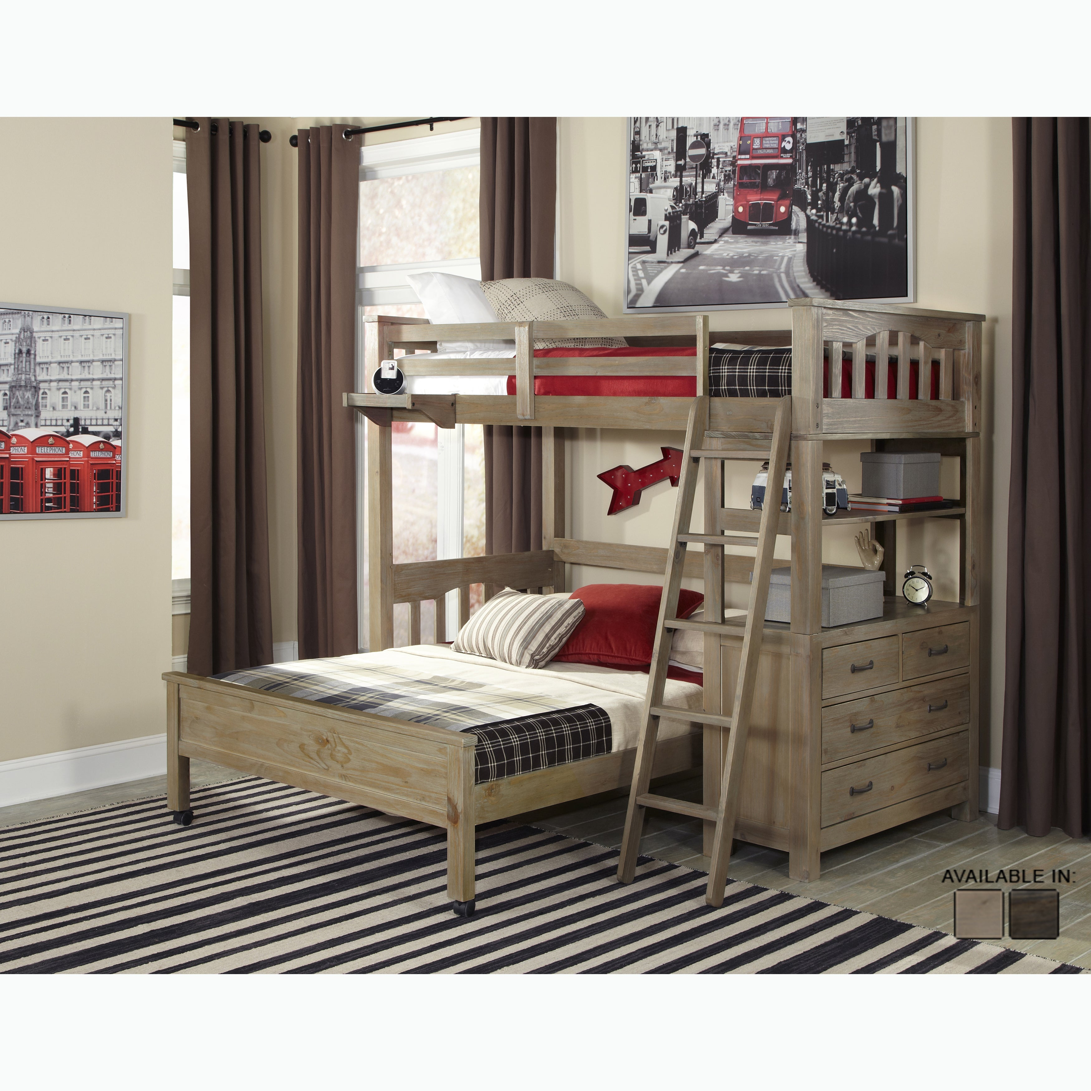 Ne Kids Highlands Collection Grey Driftwood Finish Loft Bed Set intended for size 3500 X 3500