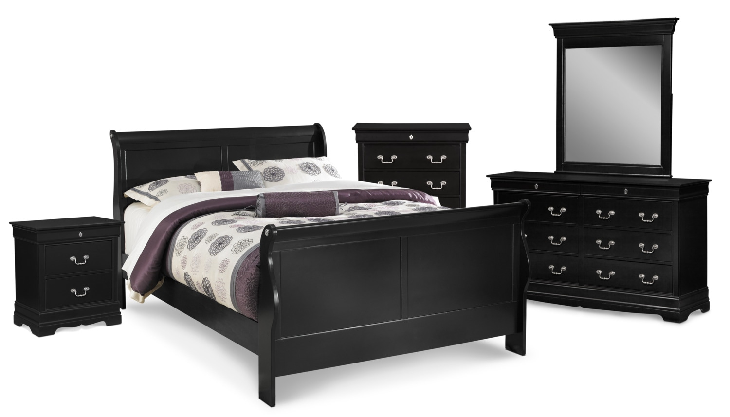 Neo Classic 7 Piece Bedroom Set With Chest Nightstand Dresser And Mirror inside proportions 1500 X 857