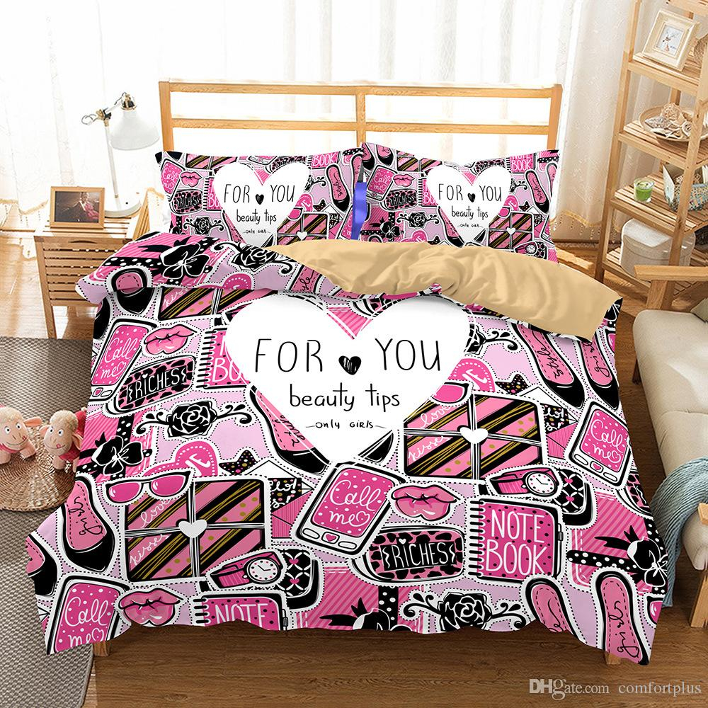 New 3d Pink High Heel Shoes Design Bedding Set 2pc3pc Cosmetics Duvet Cover Set Of Quilt Cover Pillowcase Twin Full Queen King Size intended for measurements 1000 X 1000