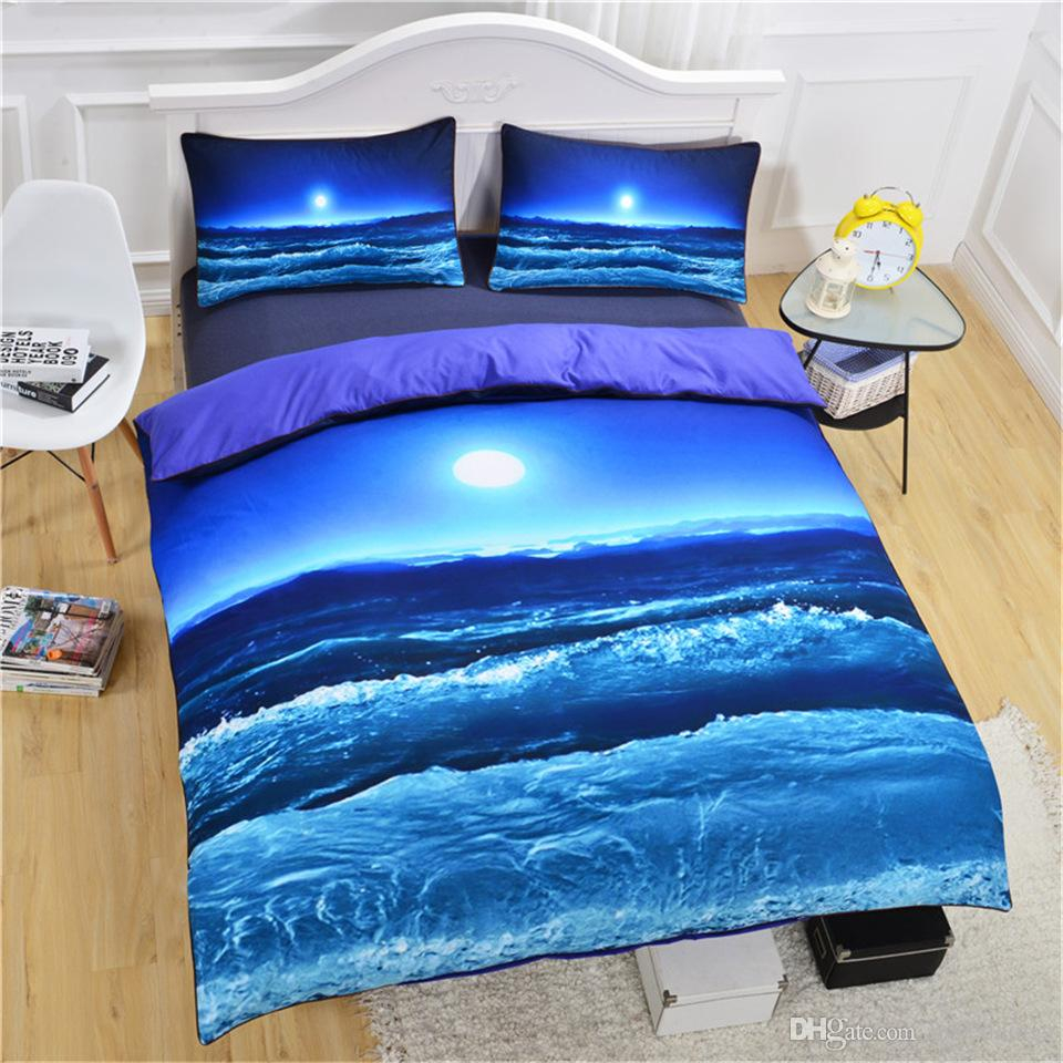 New Blue Ocean Bedding Set Sea And Sun Duvet Cover Sets Twin Queen King Size 3pcs Blue Polyester Beddings Bedspread Wholesale Dropshipping for sizing 960 X 960