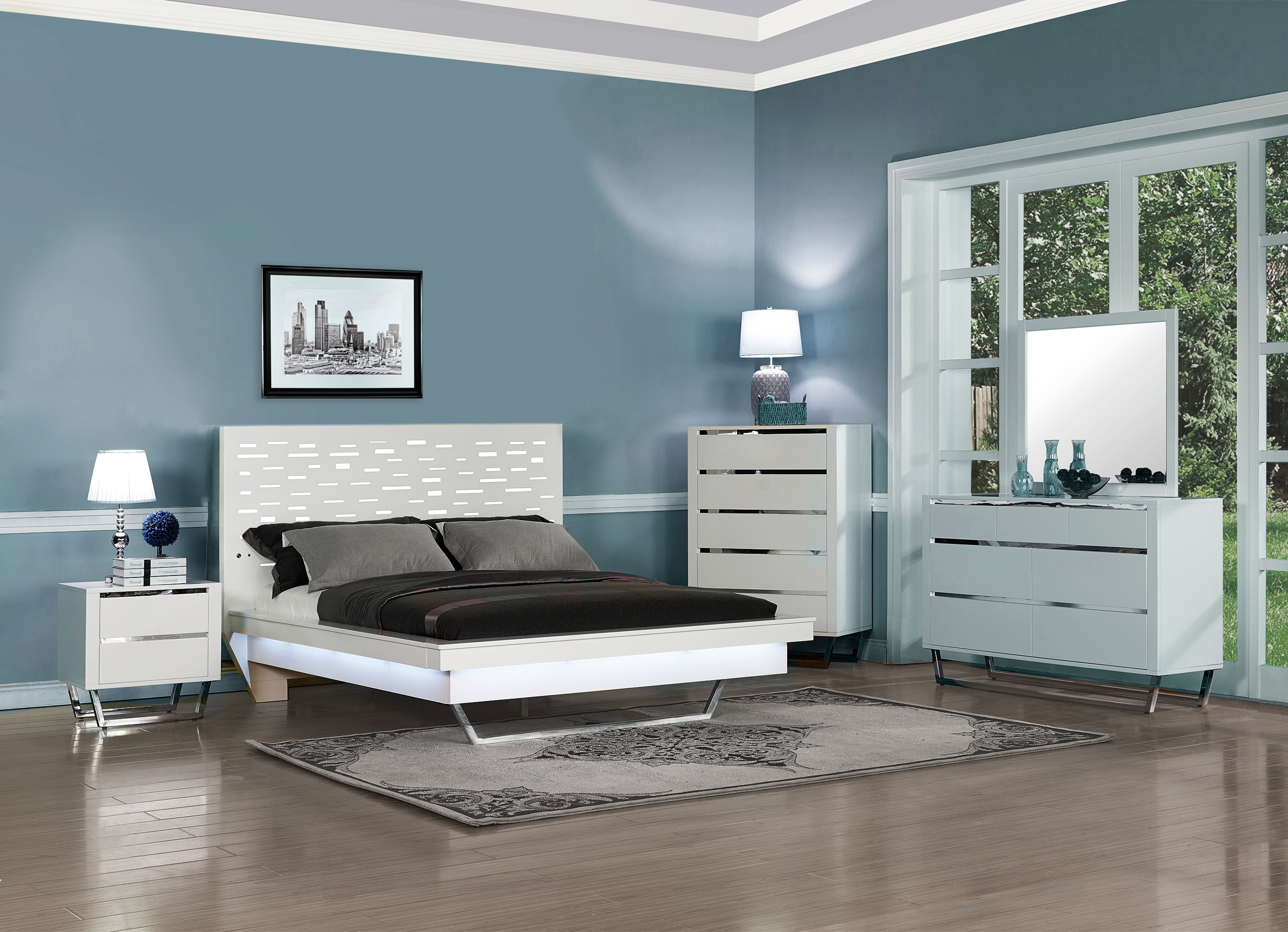 New Classic Furniture Matrix Platform Bedroom Set In Snow White within proportions 2500 X 1808