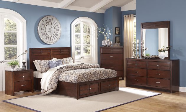 New Classic Kensington 4 Pc Panel Storage Bedroom Set In Burnished Cherry throughout dimensions 4000 X 3143