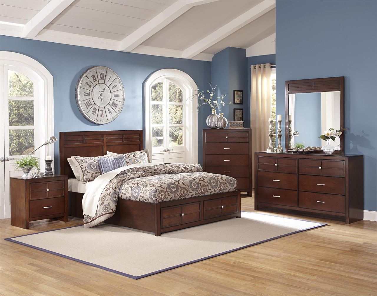 New Classic Kensington 4 Pc Panel Storage Bedroom Set In Burnished Cherry with sizing 1280 X 1006