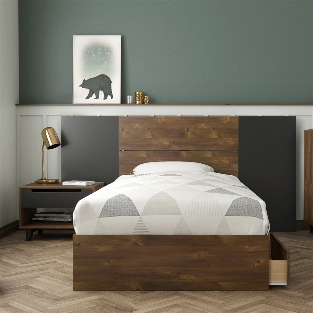 Nexera Oscuro Bedroom Set With Extended Headboard And Nightstand regarding sizing 1000 X 1000