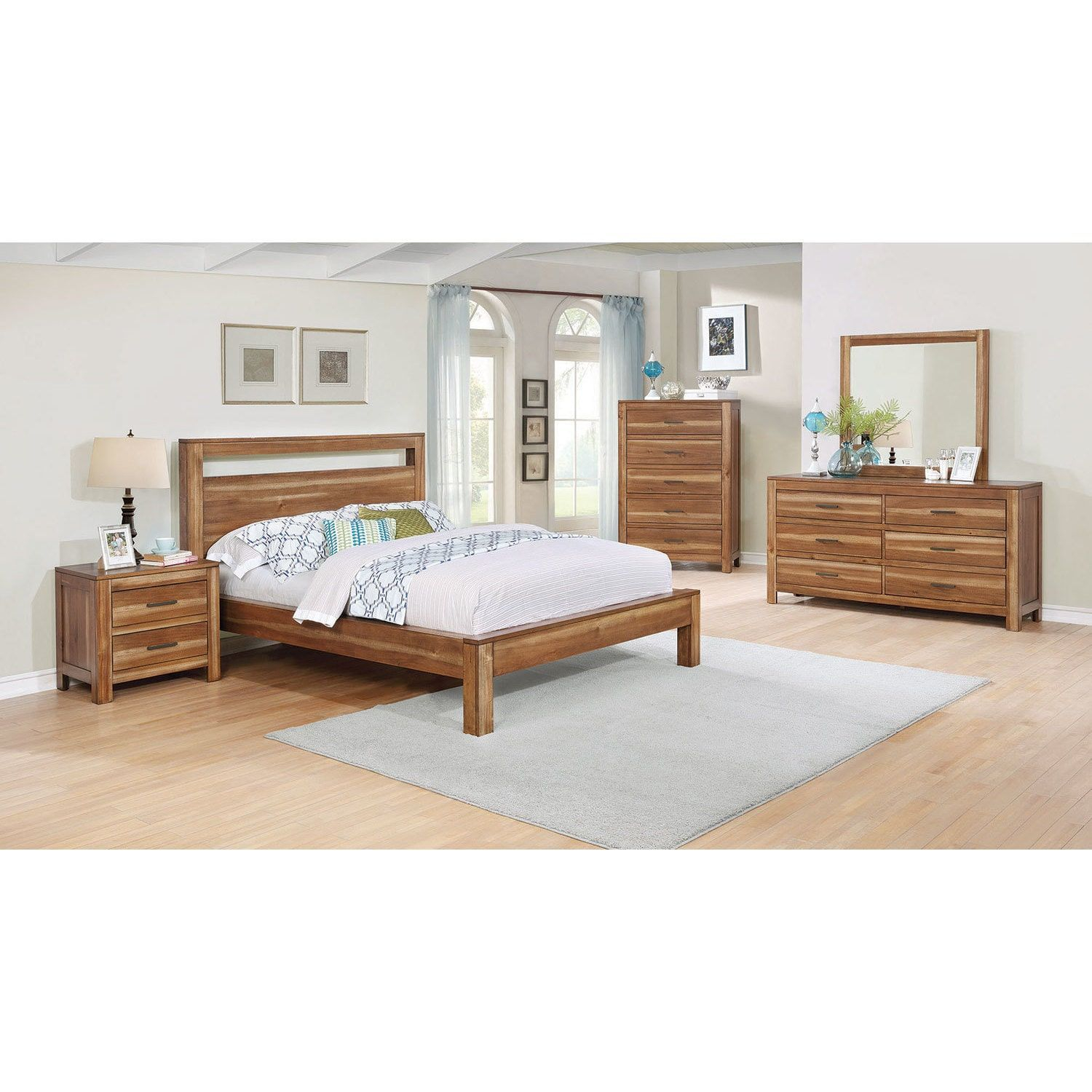 Nicolas Brown Acacia Wood 6 Piece Bedroom Set King Bedroom Set with regard to proportions 1500 X 1500