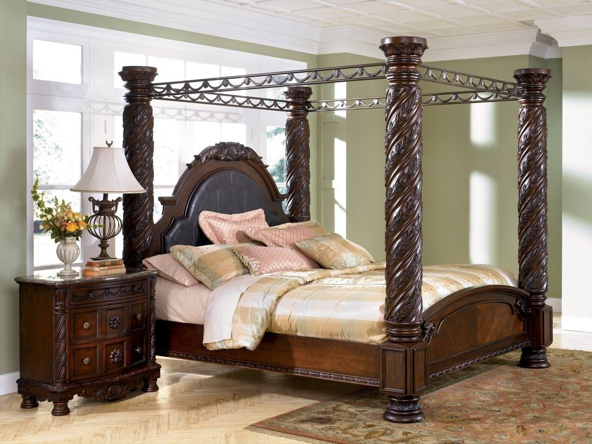North Shore California King Canopy Bed In Dark Wood Redoing Our inside proportions 1211 X 909
