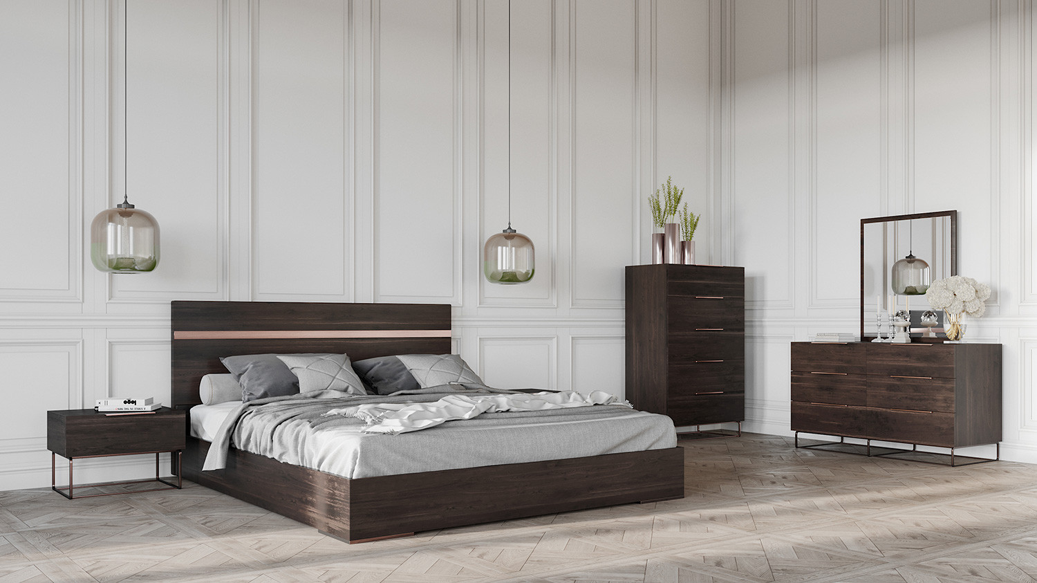 Nova Domus Benzon Italian Modern Dark Rovere Bedroom Set regarding proportions 1500 X 843