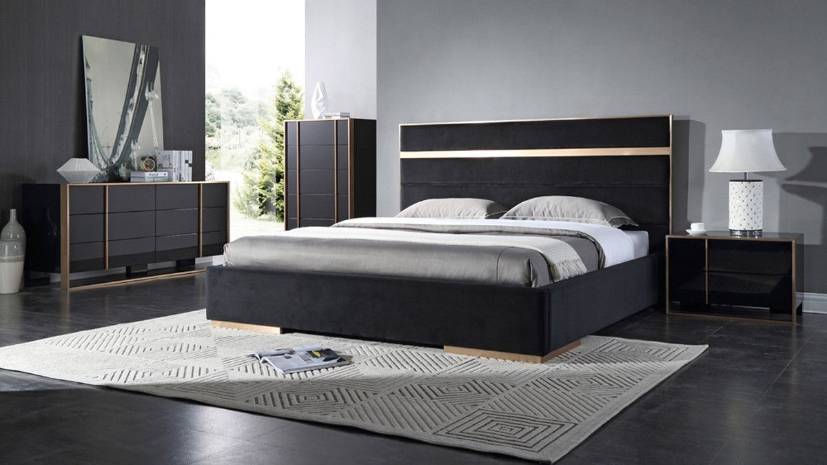 Nova Domus Cartier Modern Black Brushed Bronze Bedroom Set regarding dimensions 1200 X 674