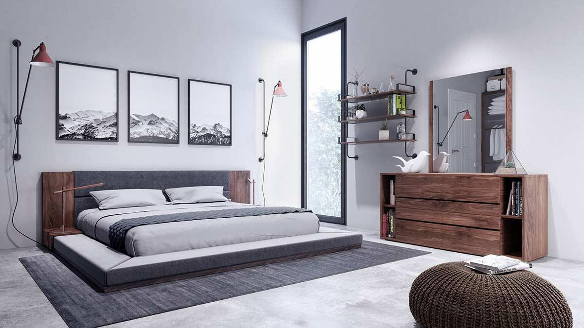 Nova Domus Jagger Modern Dark Grey Walnut Bedroom Set throughout size 1200 X 675