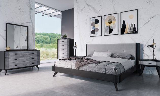 Nova Domus Panther Contemporary Grey Black Bedroom Set in sizing 1500 X 844