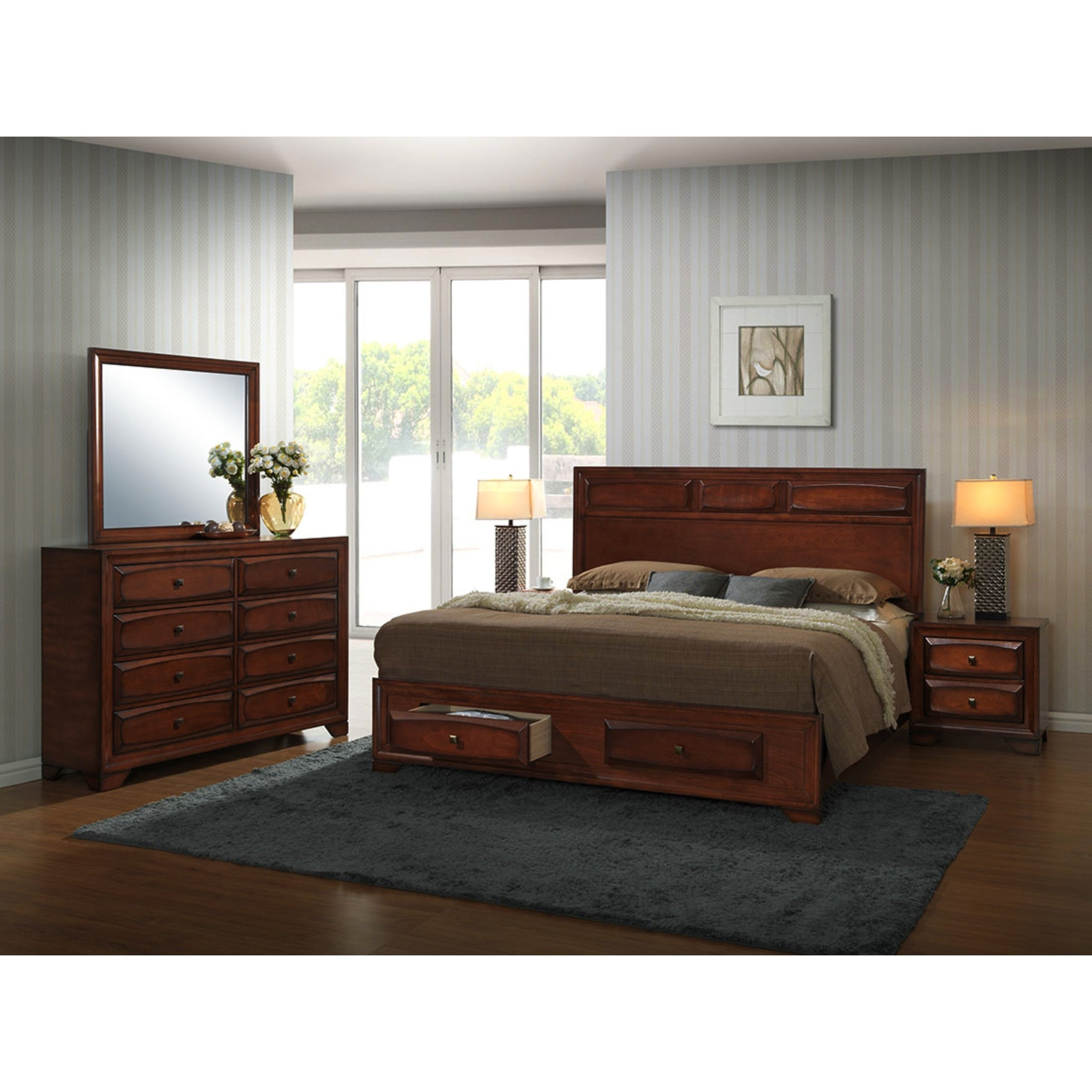 Oakland 139 Antique Oak Wood Queen Size 5 Piece Bedroom Set inside sizing 2550 X 2550