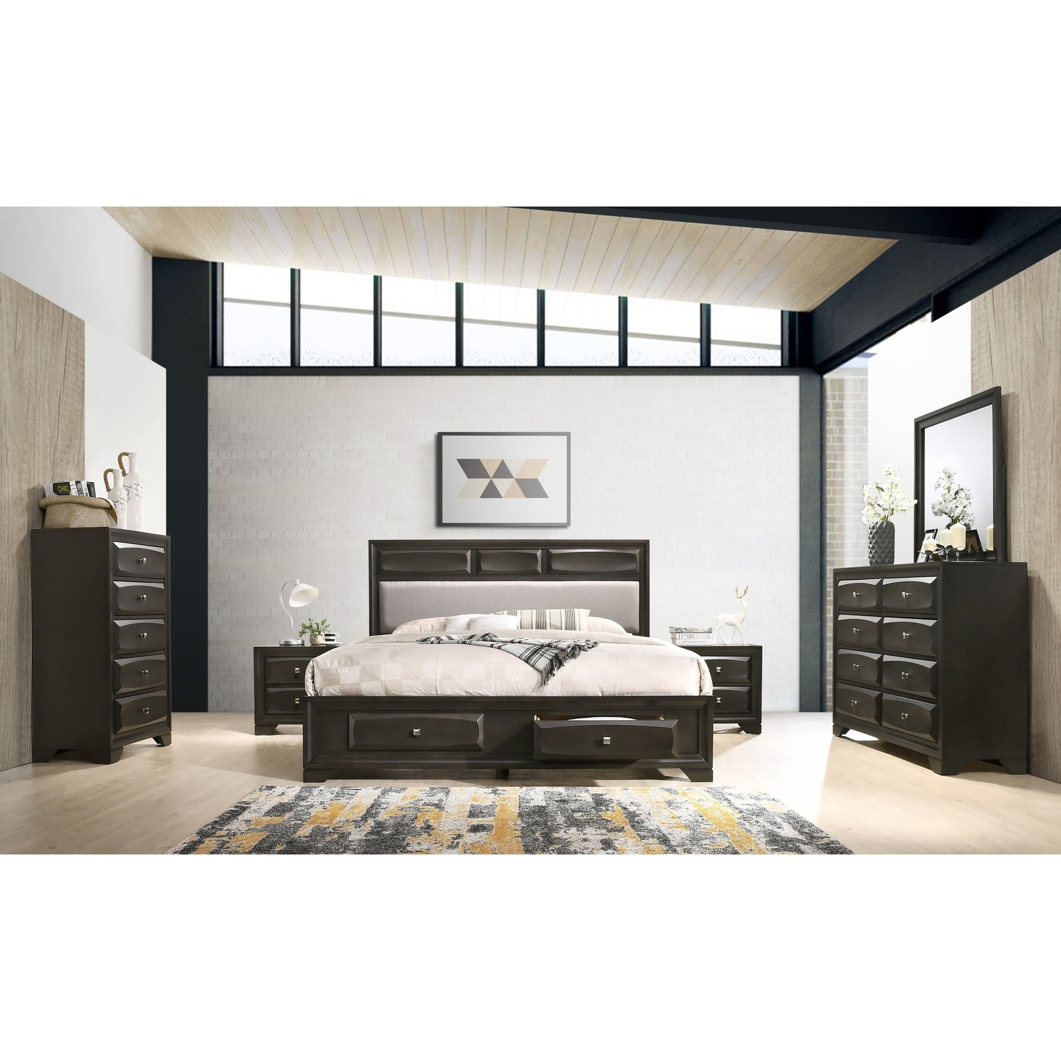 Oakland Antique Gray Finish Wood 6 Pc King Size Bedroom Set with regard to proportions 2137 X 2137